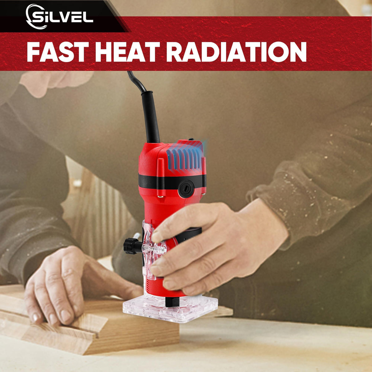 SILVEL Wood Router trimming guide helps curves stay true during shaping