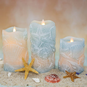 Silverstro Ocean seashell candles with remote provide a safe ambient blue glow for evenings