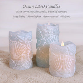 Silverstro remote-enabled candles resemble carved shells delivering soft wax flicker