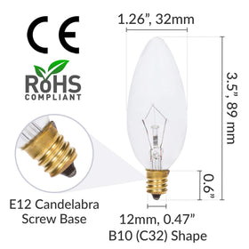 Simba Lighting 40W E12 candle bulb for decorative fixtures.
