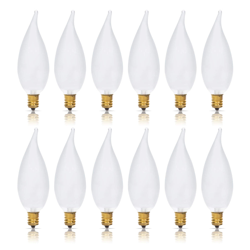 Simba Lighting candelabra flame tip bulb for chandeliers, warm ambiance
