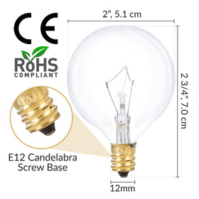 Simba Lighting clear glass round bulb delivers cozy 2700K lighting for vanity.