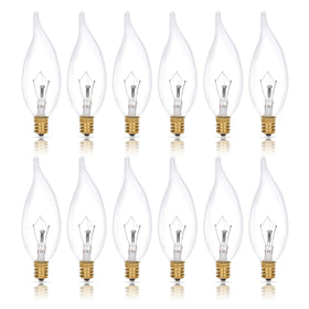 Simba Lighting flame tip bulb in chandelier view adds warm, inviting ambiance