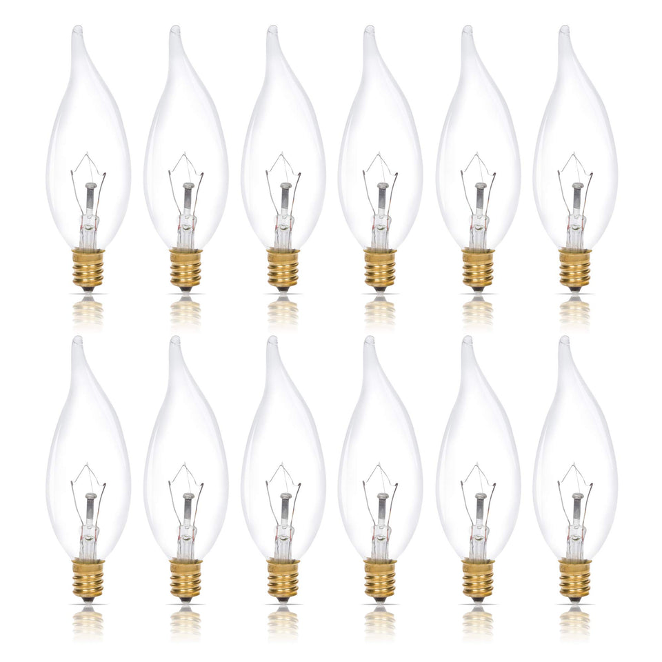 Simba Lighting flame tip bulb in chandelier view adds warm, inviting ambiance