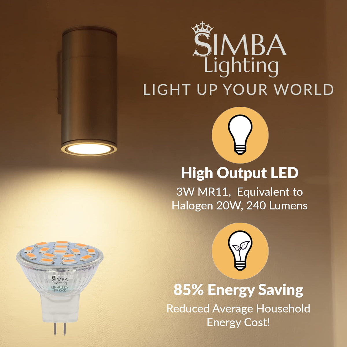 Simba Lighting MR11 LED bulb for versatile indoor/outdoor use