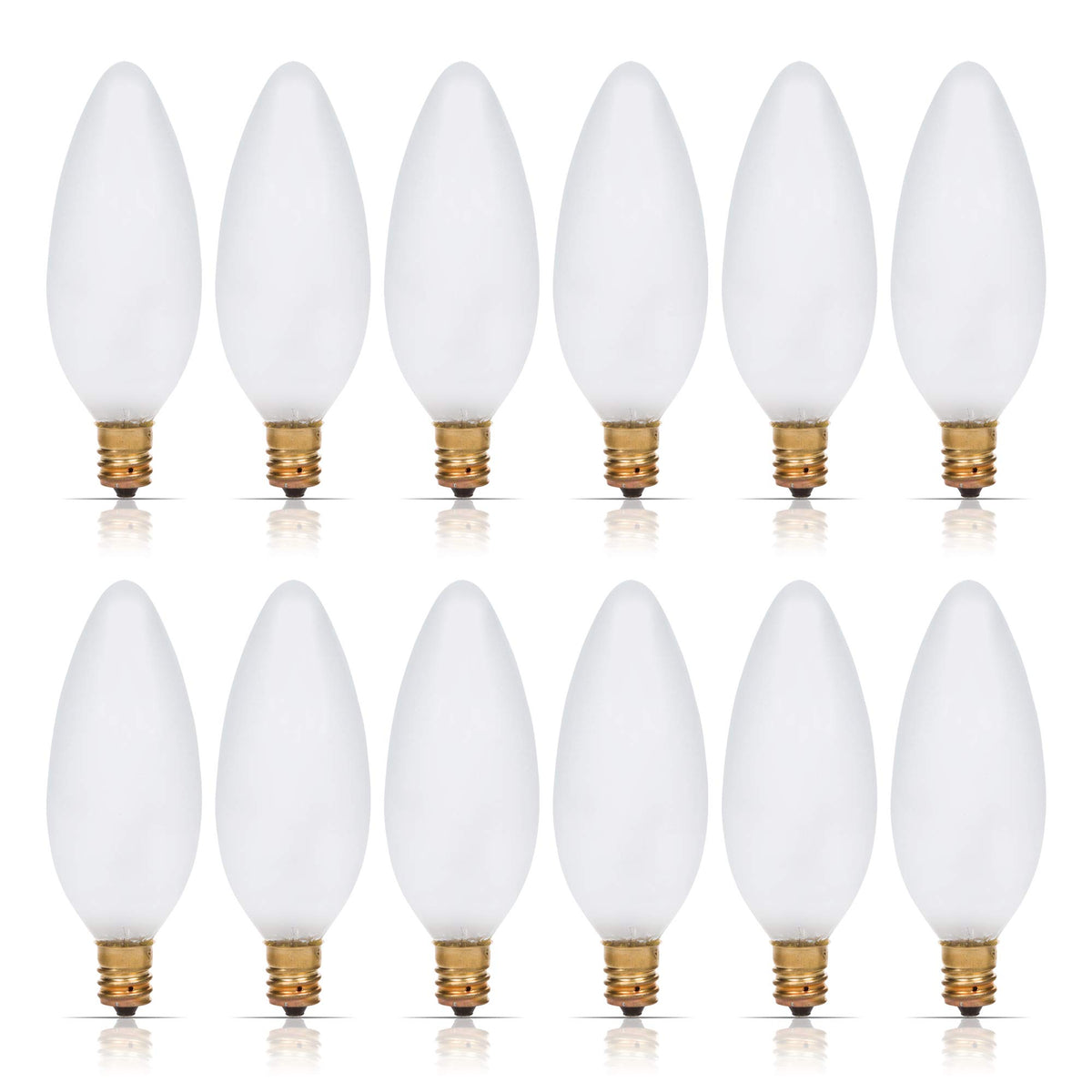 Simba Lighting torpedo frosted candle bulb for chandeliers adds warm glow.
