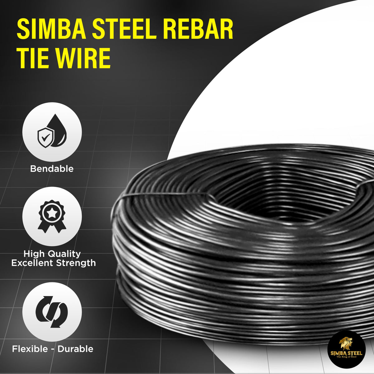 SIMBA STEEL coated 16ga tie wire roll offers durable performance in harsh environments.