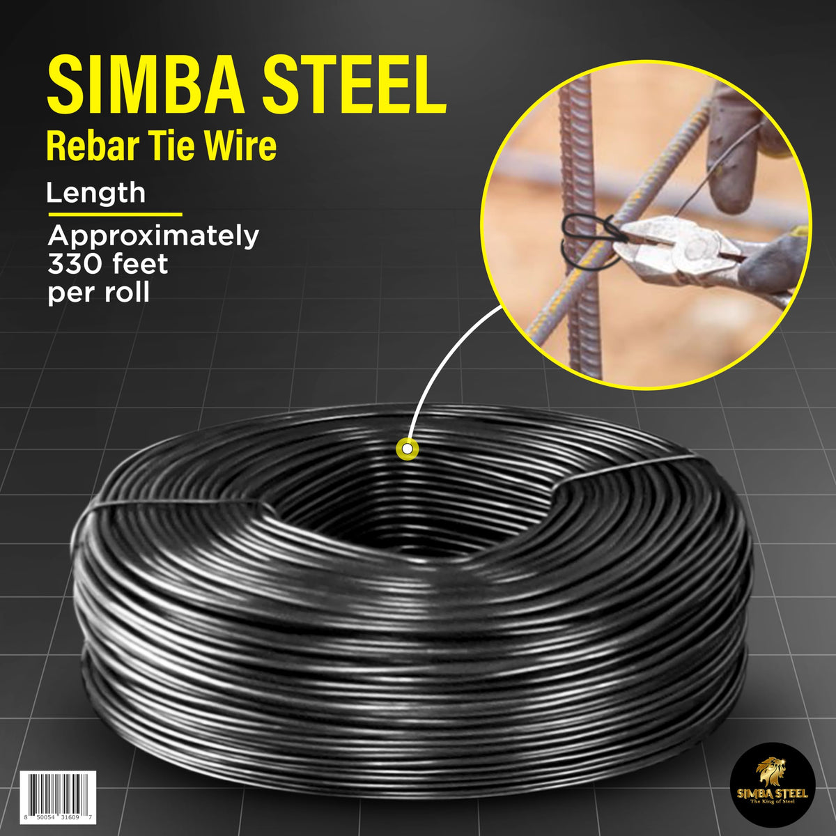 SIMBA STEEL rebar tying wire on site highlights efficient bundling before pours.
