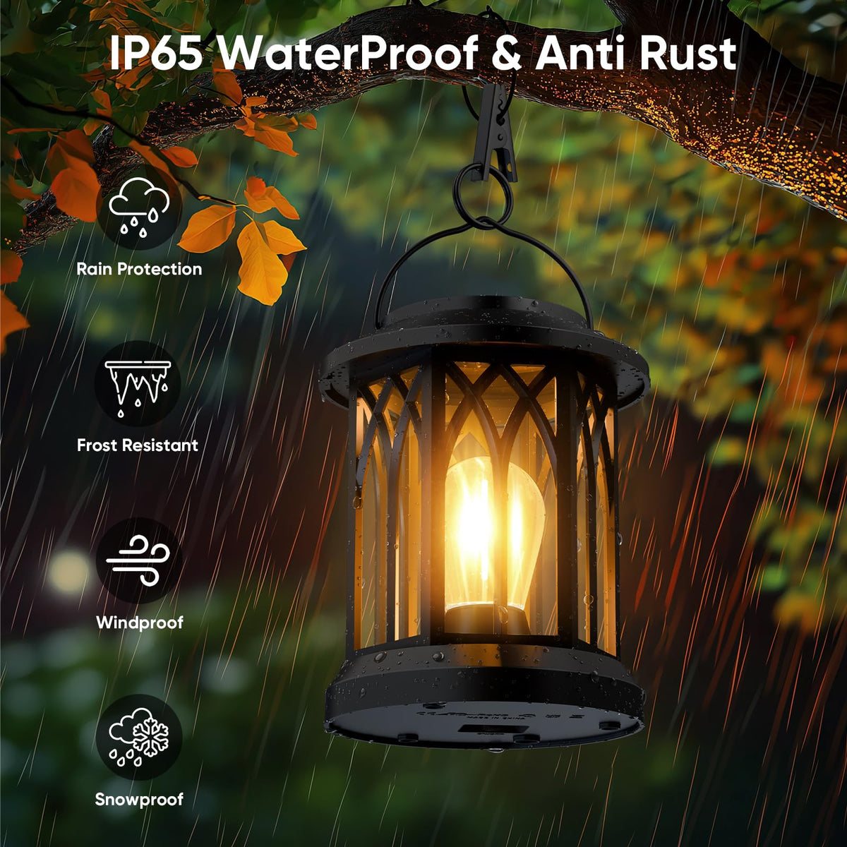 SIMLIX solar lanterns IP65 waterproof for rain or shine events.
