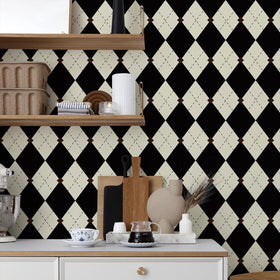 Simon&Siff wallpaper on cabinets offers quick transformations with residue-free adhesion