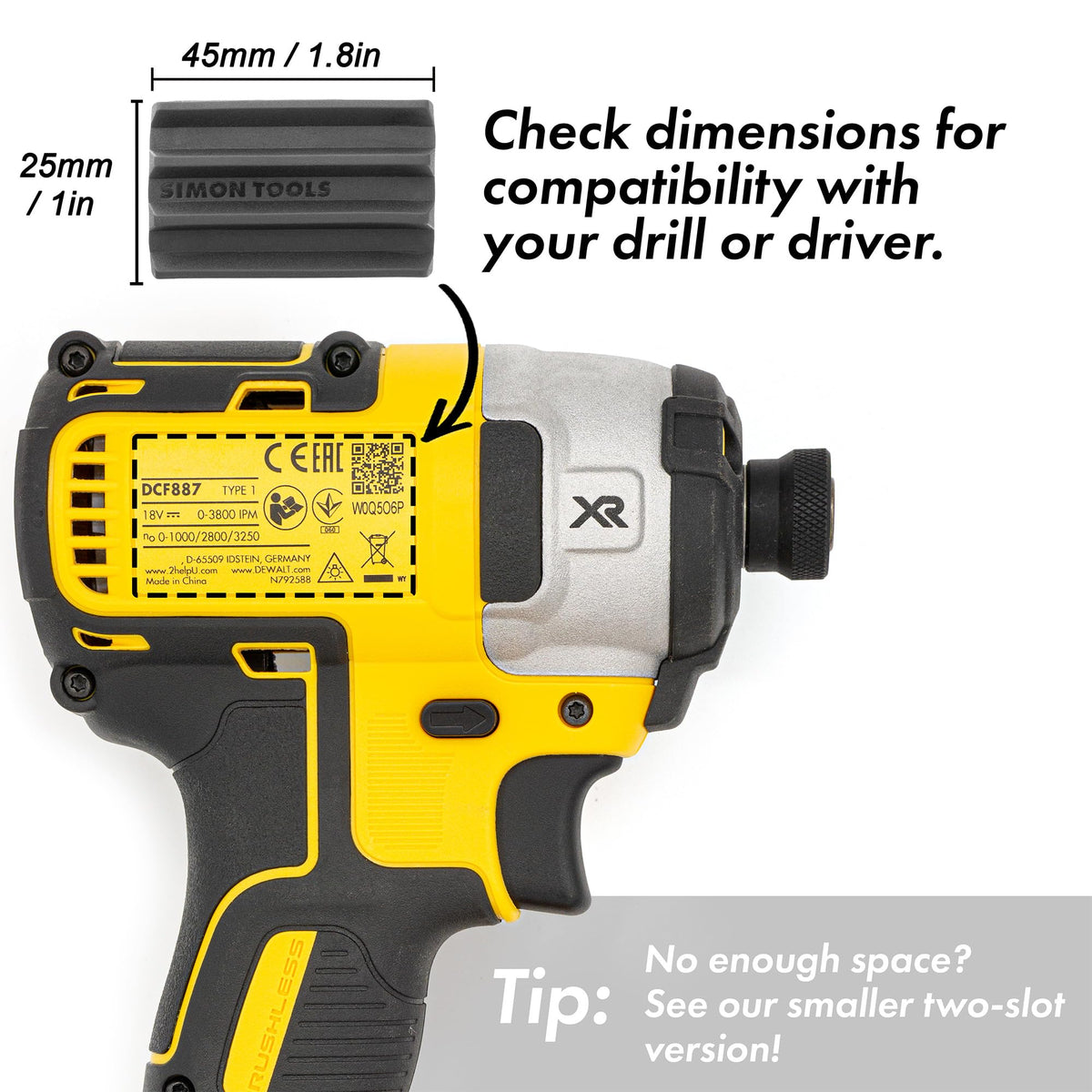 Simon Tools bit holder organization helps prevent lost bits on the job site.
