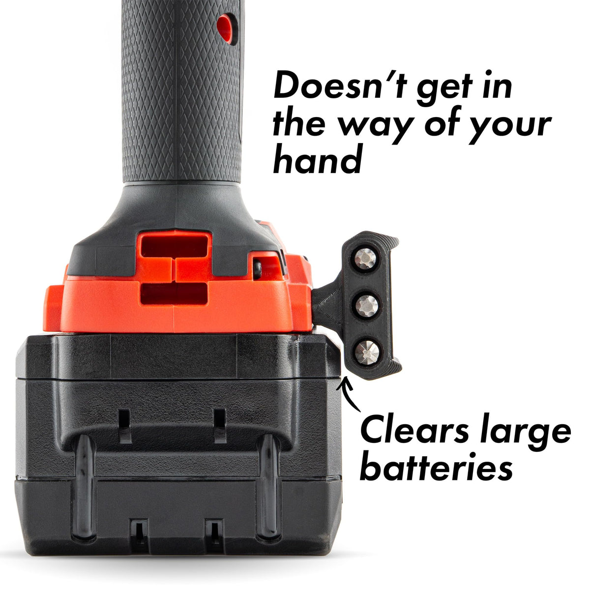 Simon Tools low-profile magnetic bit holder keeps hands clear during use.