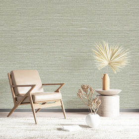 Simon&Siff grasscloth wallpaper wall application demonstrates easy peel-and-stick installation on smooth surfaces