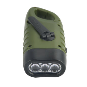 Simpeak crank-action flashlight demonstrates manual power generation for outages.