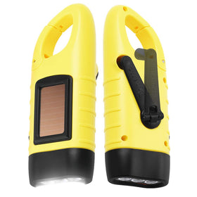 Simpeak hand crank solar flashlight with durable grip and versatile power options.