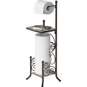 Simple Houseware bronze stand with shelf for organized bathroom storage.