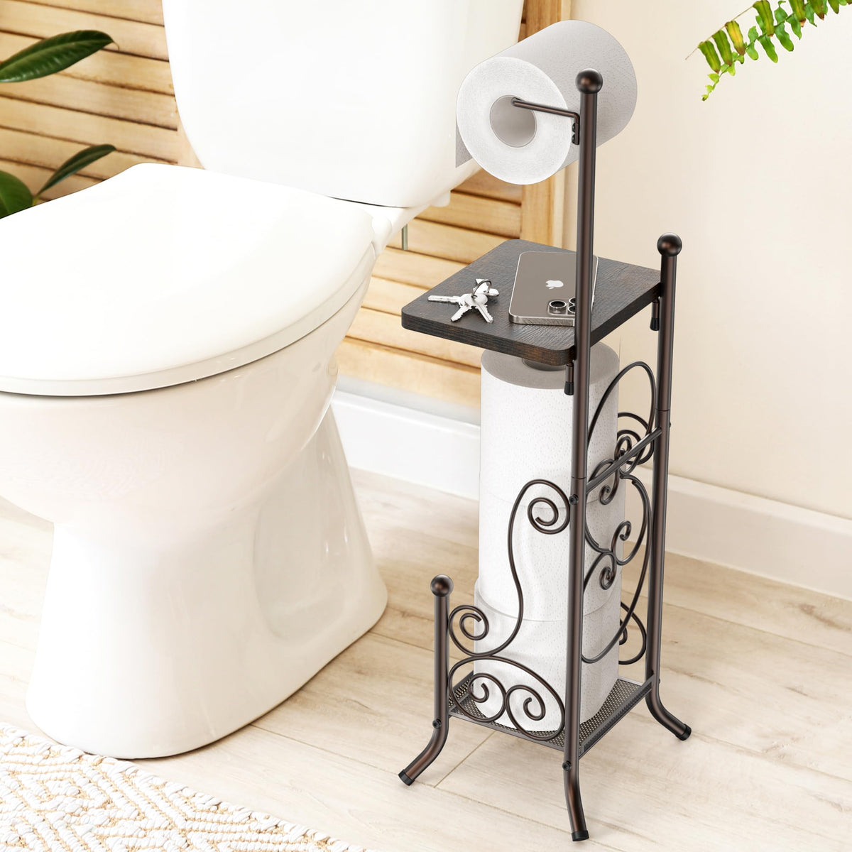 Simple Houseware bronze finish adds elegant organization to bathrooms.