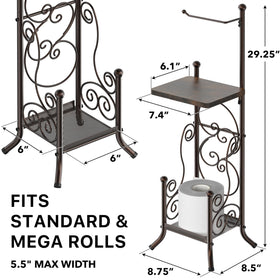 Simple Houseware free-standing bathroom paper holder with no-drill setup.