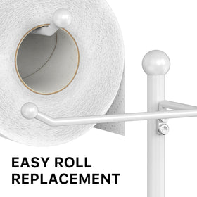 Stand supports standard to mega rolls up to 5.5 inches.