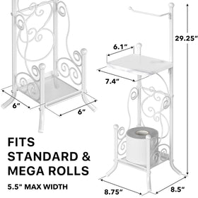 Simple Houseware marble stand side view highlighting sturdy metal frame.