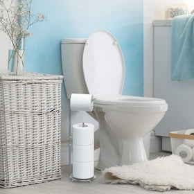 Simple Houseware four-roll capacity chrome holder keeps rolls within reach.