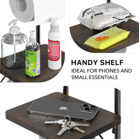 Simple Houseware wooden shelf detail for small items and phone.