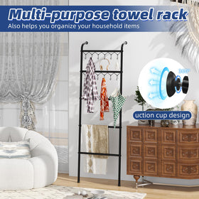 Simple Trending blanket ladder front view highlights modern black finish.