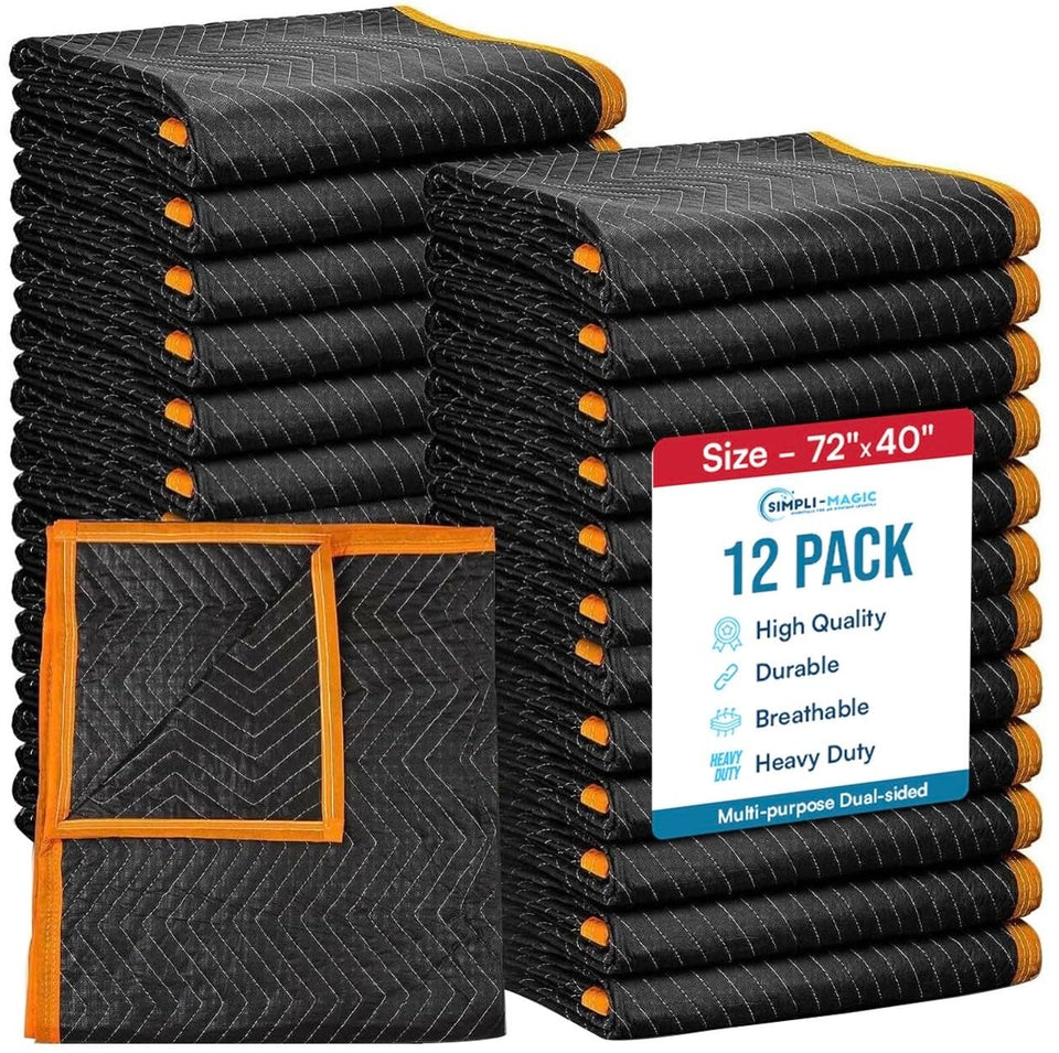 SIMPLI-MAGIC heavy-duty padded moving blanket folded for durable furniture protection.