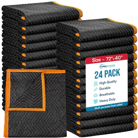 SIMPLI-MAGIC heavy-duty moving blanket protecting a sofa during a move.