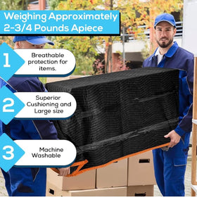SIMPLI-MAGIC moving blanket on furniture providing cushion against scratches during transport.