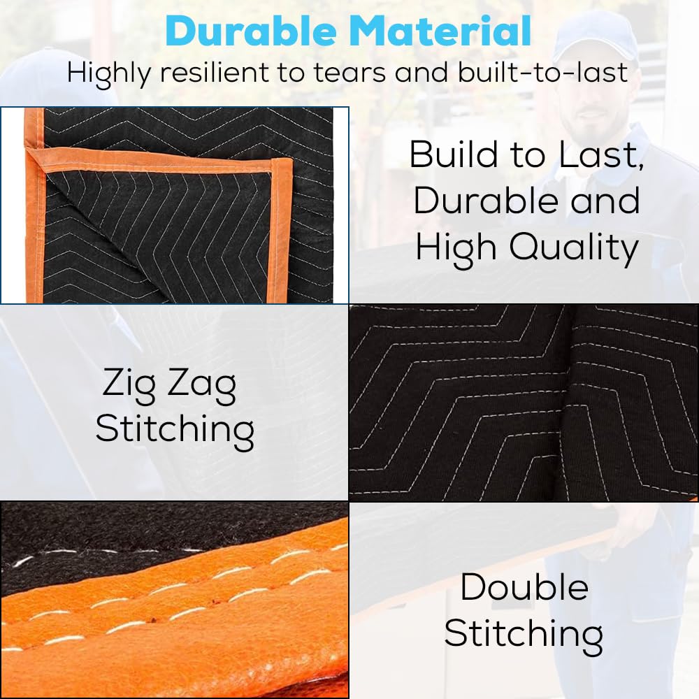 SIMPLI-MAGIC moving blankets stacked in a 12-pack for professional or DIY moves.