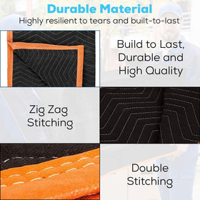 SIMPLI-MAGIC moving blankets stacked in a 12-pack for professional or DIY moves.