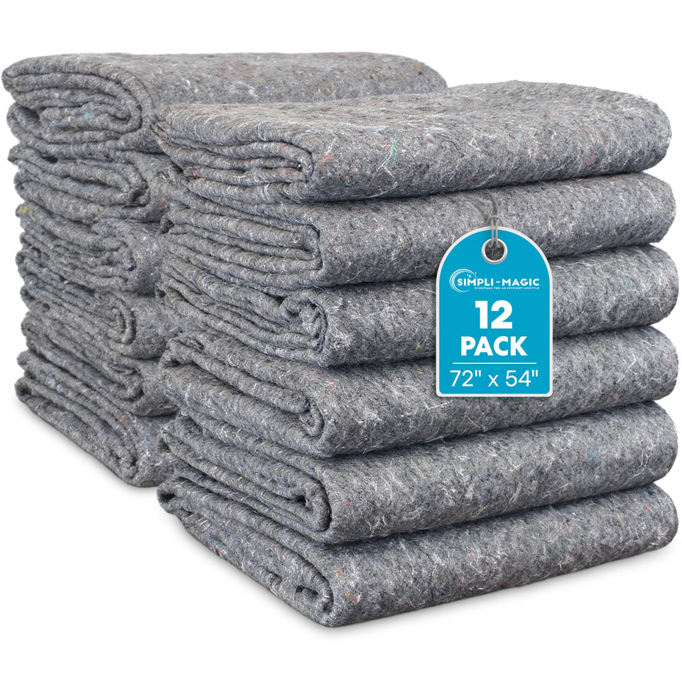 SIMPLI-MAGIC padded XL blanket covering furniture to prevent scratches during a move.