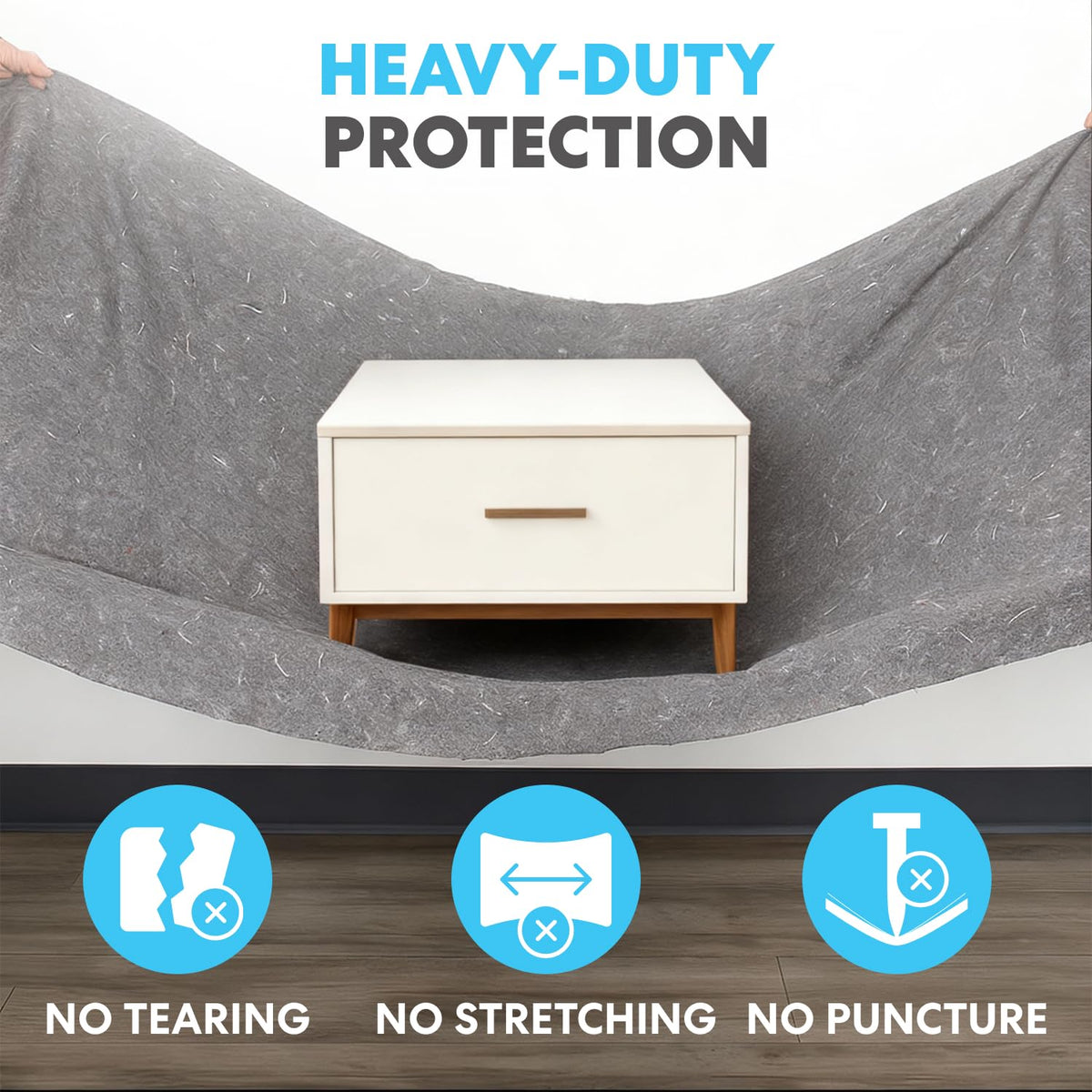 SIMPLI-MAGIC blanket layered for extra cushioning between heavy items.