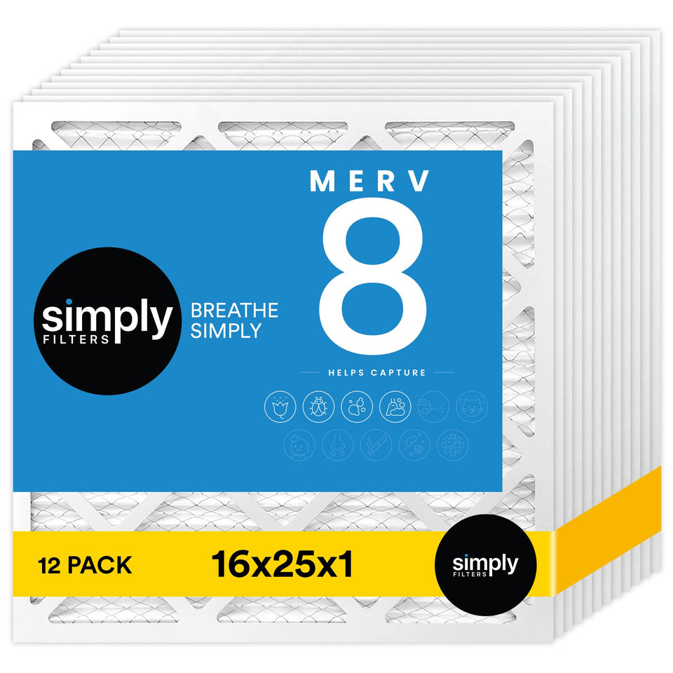 Simply 16x25x1 air filter packaging protects the product during shipping.