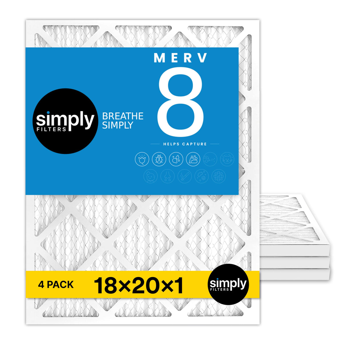 Simply 18x20x1 air filter with pleated technology for efficient airflow in homes.