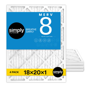 Simply 18x20x1 air filter with pleated technology for efficient airflow in homes.