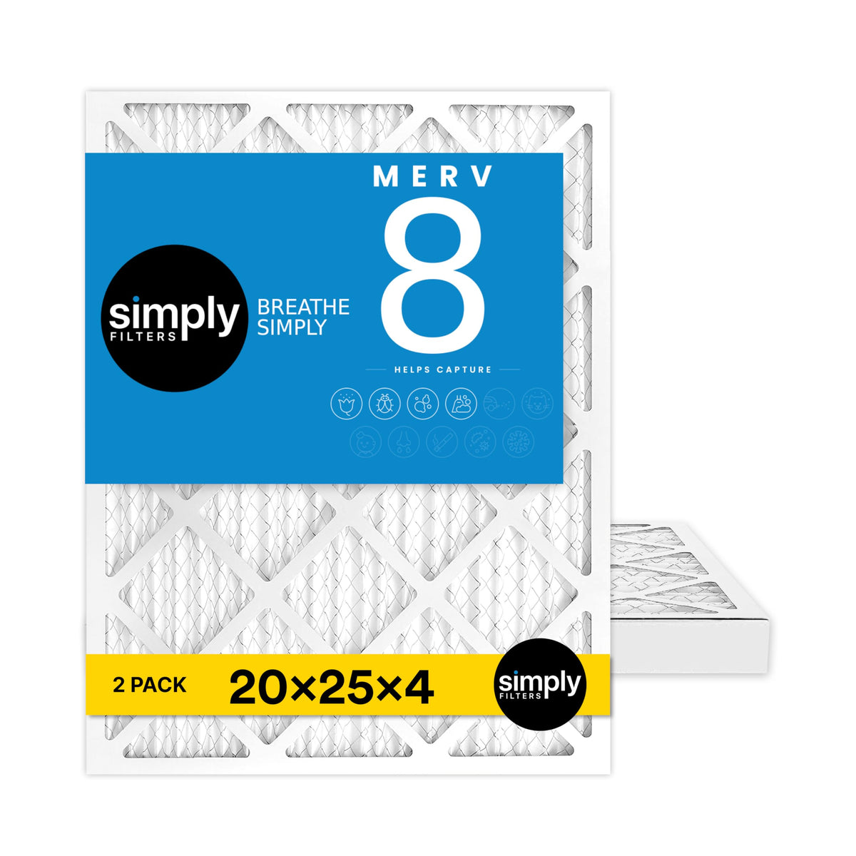 Simply 20x25x4 air filter with MERV 8 improves indoor air quality