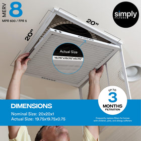 Simply air filter captures dust, pet dander, and pollen for cleaner air.