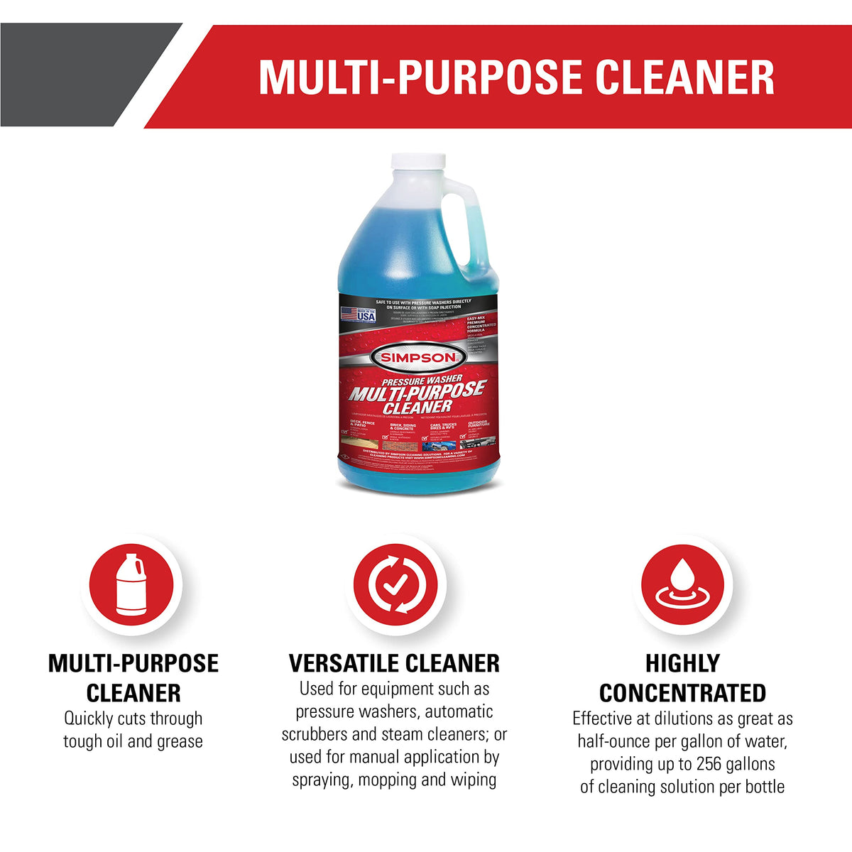 SIMPSON Cleaner spray application demonstrates versatile surface cleaning and coverage.