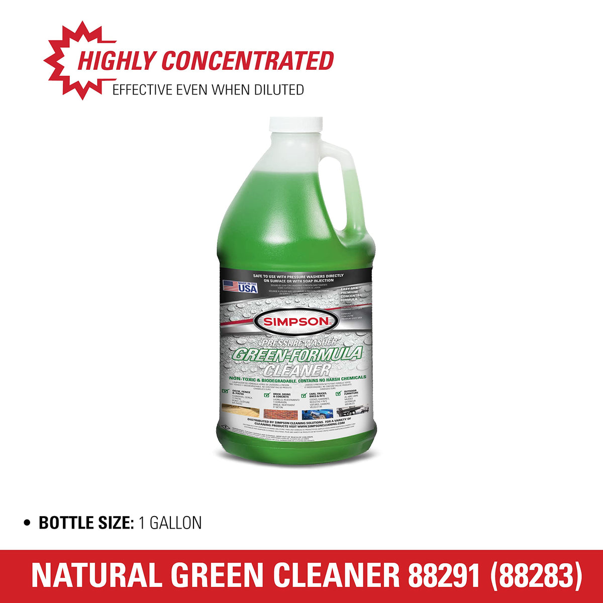 SIMPSON Green Formula applied to concrete and vinyl siding surfaces