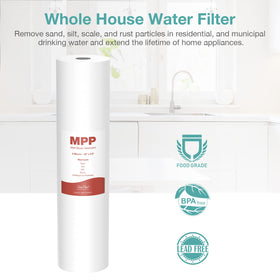 SimpPure sediment filter 5-micron 20x4.5 water flow after installation.