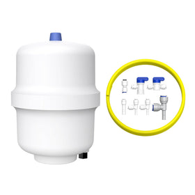SimPure small tank front view highlights compact under-sink design for steady water flow.