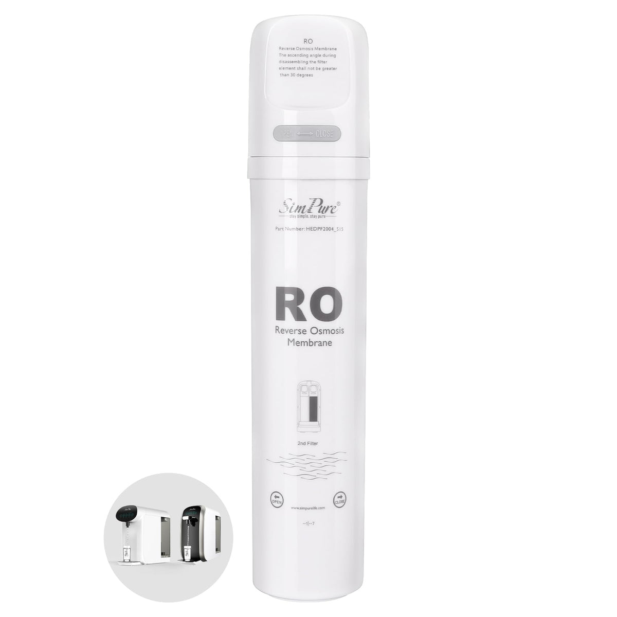 SimPure Y7/Y7P twist-in filter for quick, tool-free replacement.