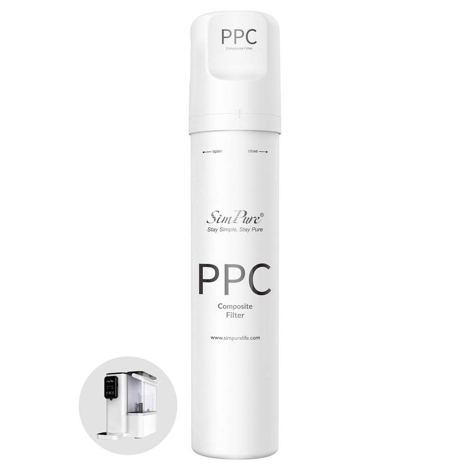 SimPure Y9 PPC replacement filter pack shown with brand box for clean-tasting water