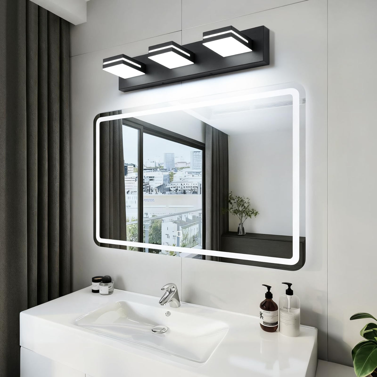 SineRise cool white 6000K glow provides makeup-ready lighting.