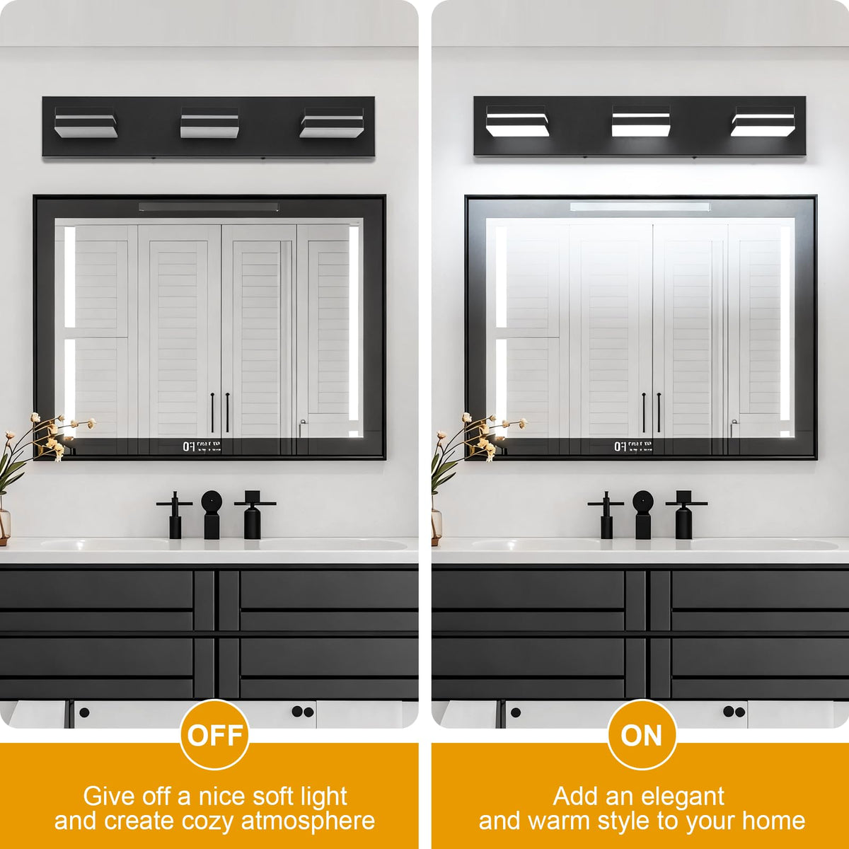 SineRise vanity light with 360-degree rotatable joint for flexible positioning.
