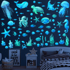 Sinekong Ocean Fish wall decal featuring a baby shark for a bright kids' room.