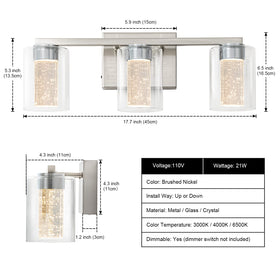 SineRise vanity light with bubble crystal accents enhancing bathroom elegance
