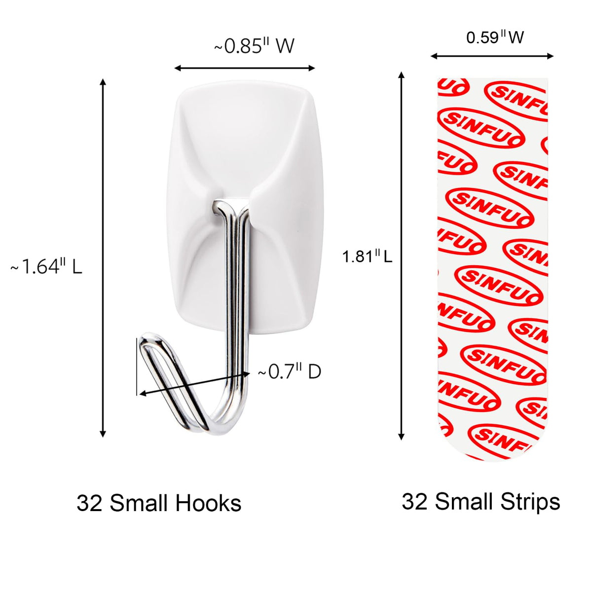 Sinfuo damage-free adhesive strips allow easy removal without wall damage.